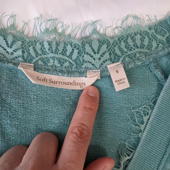 Soft surroundings V Neck Sweater Aqua women's small - Picture 3 of 5